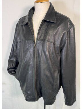 Sawyer Of Napa Black Luxurious New Zealand Leather Aviator Bomber Jacket Sz XXL